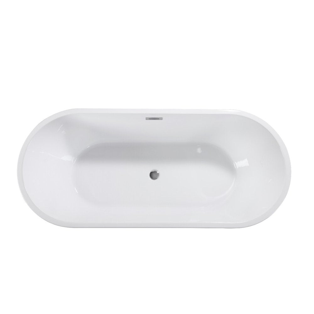 67" White Acrylic Oval Bath Tub