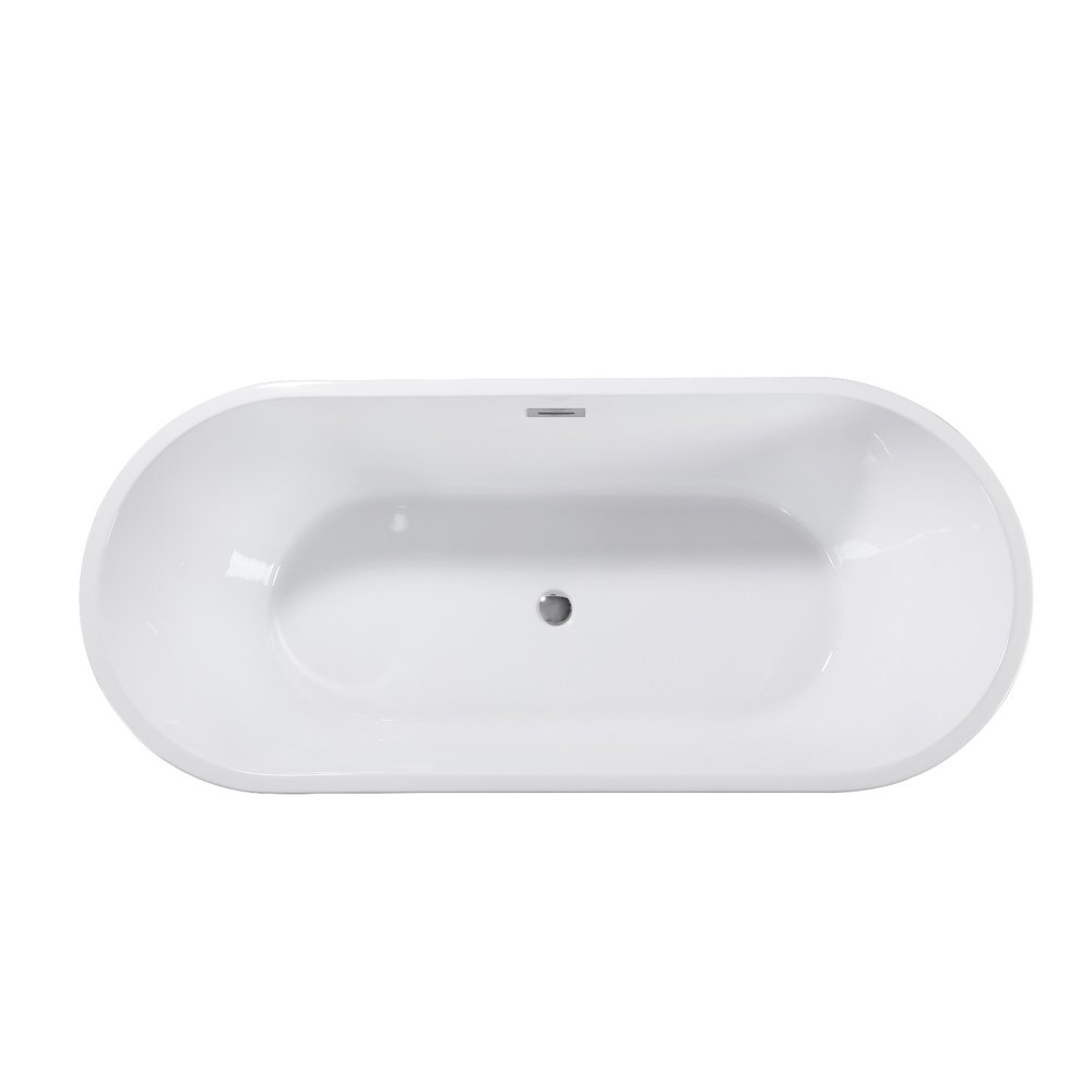 67" White Acrylic Oval Bath Tub