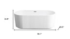 59" White Acrylic Oval Bath Tub