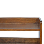 35" Chestnut Solid Wood Storage Bench With Shoe Storage