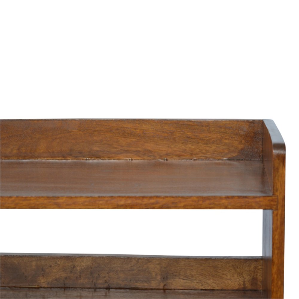 35" Chestnut Solid Wood Storage Bench With Shoe Storage