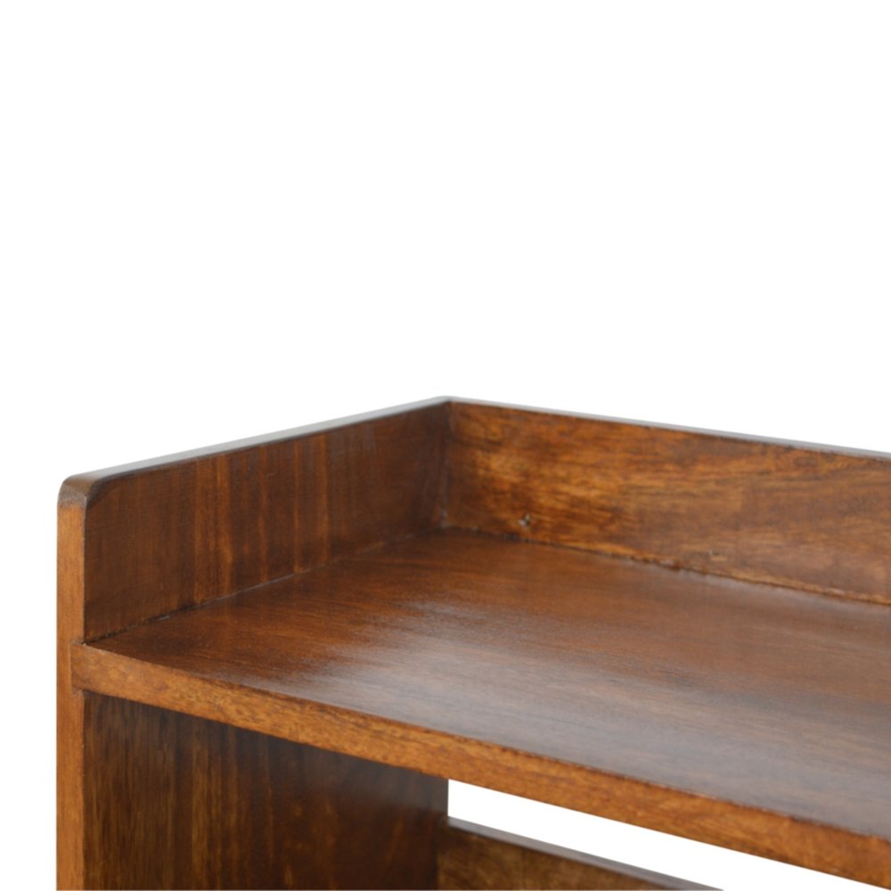 35" Chestnut Solid Wood Storage Bench With Shoe Storage