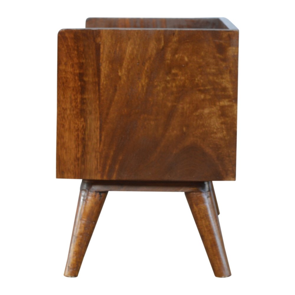 35" Chestnut Solid Wood Storage Bench With Shoe Storage