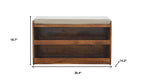 35" Brown Linen and Solid Wood Upholstered Storage Bench With Shoe Storage