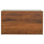 35" Brown Linen and Solid Wood Upholstered Storage Bench With Shoe Storage