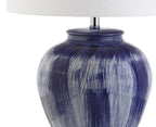 26" Blue And Clear Urn Table Lamp With Drum Shade