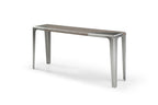 63" Light Gray and Nickel Wood and Stainless Steel Console Table
