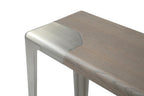 63" Light Gray and Nickel Wood and Stainless Steel Console Table