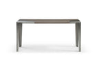 63" Light Gray and Nickel Wood and Stainless Steel Console Table