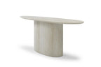 71" Beige Genuine Marble Oval Pedestal Console Table
