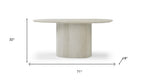 71" Beige Genuine Marble Oval Pedestal Console Table