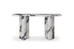 60" Black and White Genuine Marble Double Pedestal Console Table