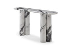 60" Black and White Genuine Marble Double Pedestal Console Table