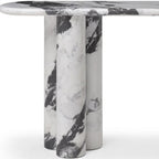 60" Black and White Genuine Marble Double Pedestal Console Table