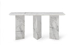 60" Gray and White Genuine Marble Three Leg Console Table