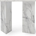 60" Gray and White Genuine Marble Three Leg Console Table