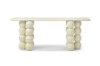 75" Beige Genuine Marble Double Pedestal Console Table