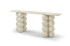 75" Beige Genuine Marble Double Pedestal Console Table