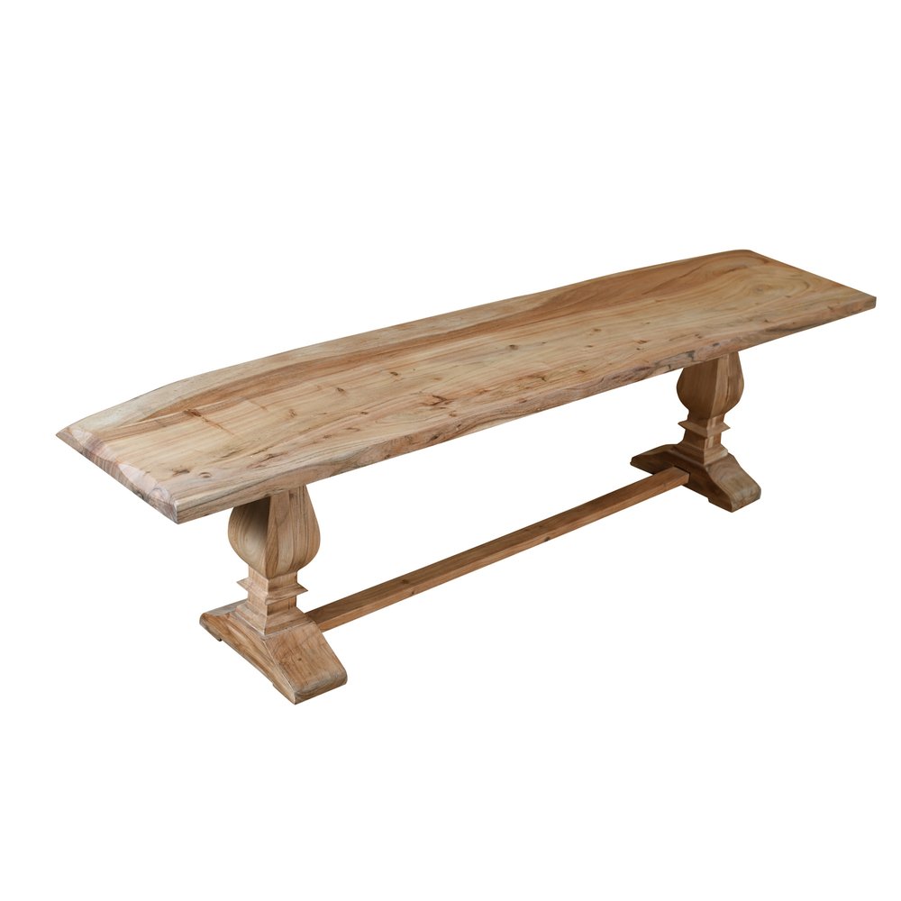 72" Natural Solid Wood Distressed Dining Bench