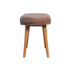 31" Brown Faux Fur and Solid Wood Upholstered Bench