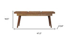 47" Brown and Oak Cane And Solid Wood Dining Bench