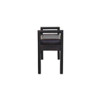 43" Black and Brown Genuine Leather and Solid Wood Upholstered Bench