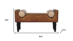 36" Brown and Walnut Genuine Leather and Solid Wood Upholstered Bench