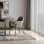 Dark Gray And Black Faux Leather And Steel Dining Arm Chair