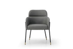 Dark Gray And Black Faux Leather And Steel Dining Arm Chair