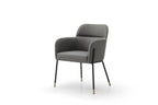 Dark Gray And Black Faux Leather And Steel Dining Arm Chair