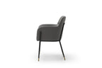 Dark Gray And Black Faux Leather And Steel Dining Arm Chair