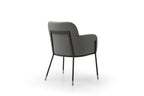 Dark Gray And Black Faux Leather And Steel Dining Arm Chair