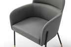 Dark Gray And Black Faux Leather And Steel Dining Arm Chair