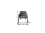 Dark Gray And Black Faux Leather And Steel Dining Arm Chair