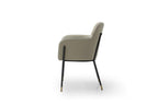 Dark Gray And Black Faux Leather And Steel Dining Arm Chair