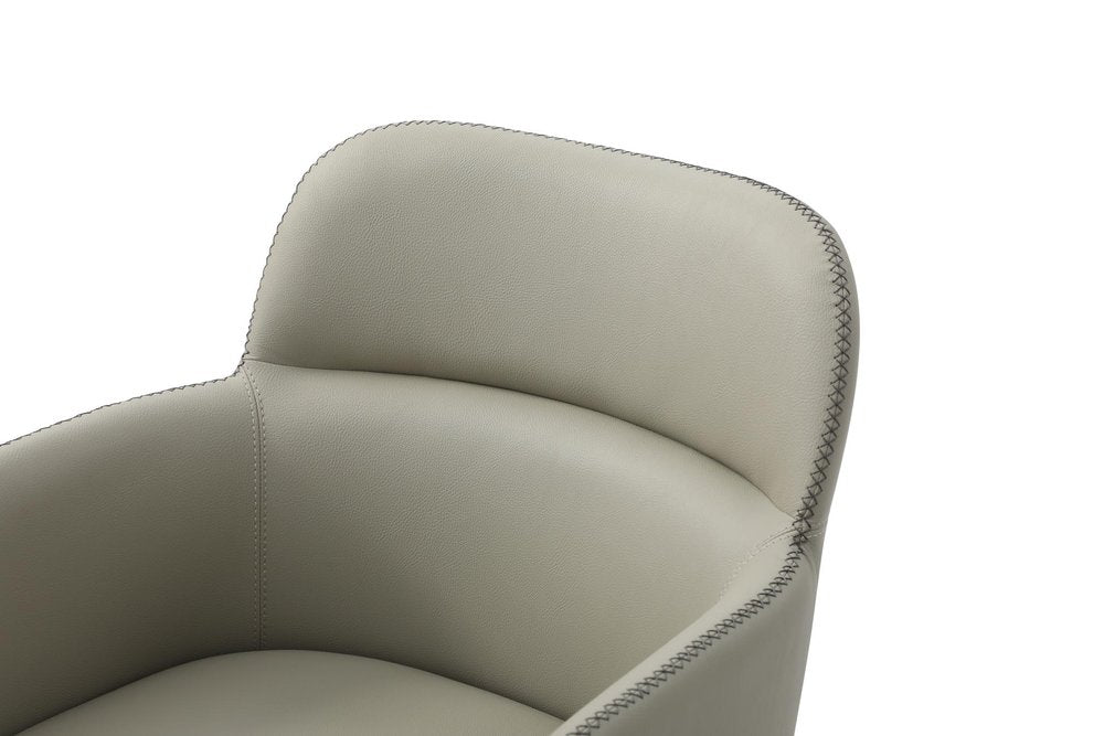 Dark Gray And Black Faux Leather And Steel Dining Arm Chair