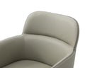 Dark Gray And Black Faux Leather And Steel Dining Arm Chair