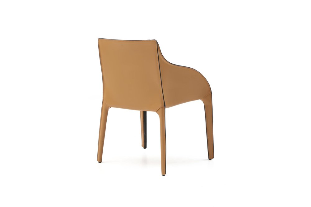Black And Brown Faux Leather And Steel Dining Arm Chair