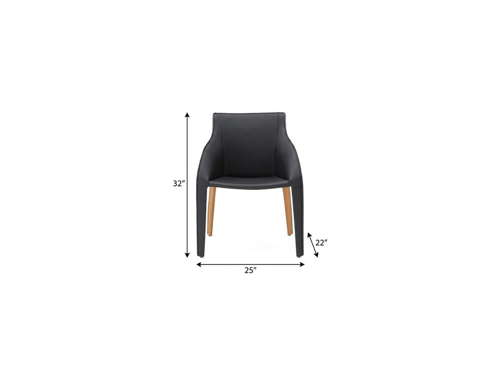Black And Brown Faux Leather And Steel Dining Arm Chair