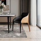 Black And Brown Faux Leather And Steel Dining Arm Chair