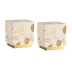 Set of Two 5" Gold Square USB Table Lamps With Square Shades