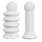 Set of Two 13" Clear Geometric Table Lamps With Globe Shades