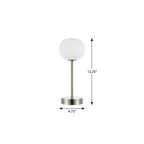 12" Nickel Novelty USB Table Lamp With Globe Shade