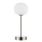 12" Nickel Novelty USB Table Lamp With Globe Shade
