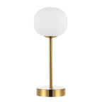 12" Gold USB Table Lamp With Globe Shade