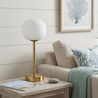 12" Gold USB Table Lamp With Globe Shade