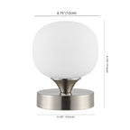 6" Nickel Novelty USB Table Lamp With Globe Shade