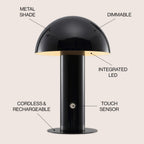11" Black Novelty USB Table Lamp With Globe Shade