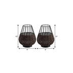 Set of Two 10" Black Round USB Table Lamps With Globe Shades