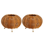 Set of Two 6" Brown Lantern USB Table Lamps With Globe Shades